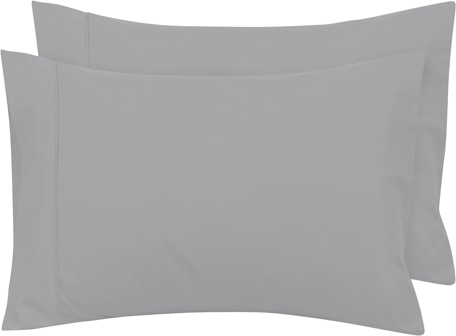 Royale Linens Queen Pillowcase Set of 2 - Bed Pillow Cover - 20" x 30" - Silver Pillowcases - 1800 Brushed Microfiber, Wrinkle & Fade Resistant - Soft & Cozy- Queen Size Pillow Case (Queen, Silver)