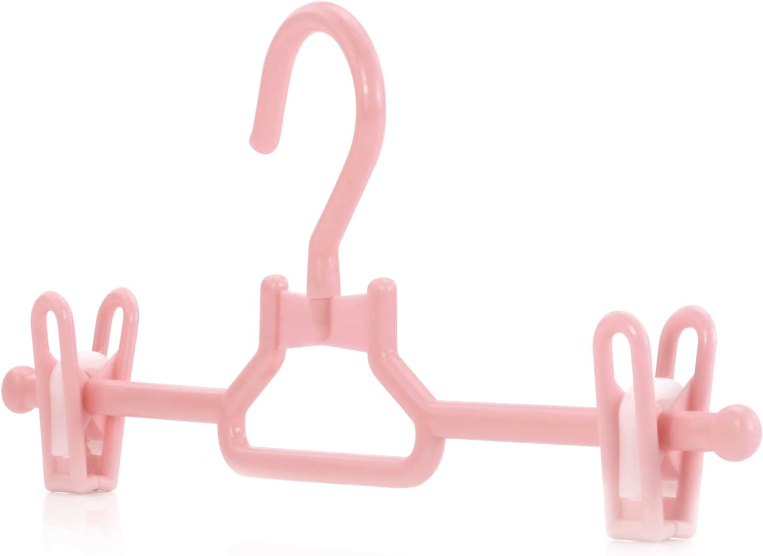 HANGERWORLD 11.8inch Kids Toddler Baby Pant and Skirt Hangers with Clips Swivel Hook (10 Pack, Pink)