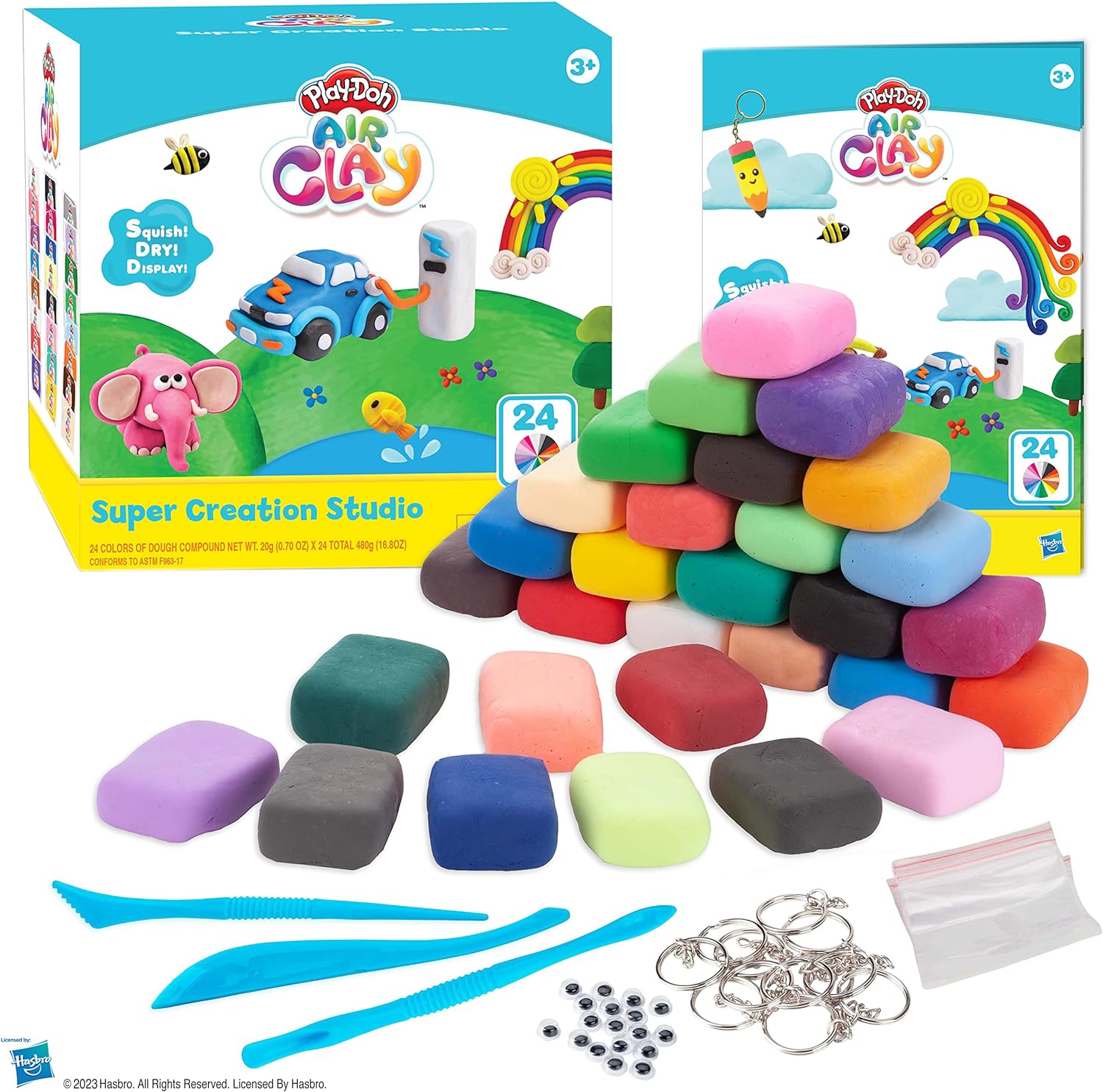 Play-Doh Air Clay Super Creation Studio - 24pcs Vibrant Colors Air Dry Clay for Kids