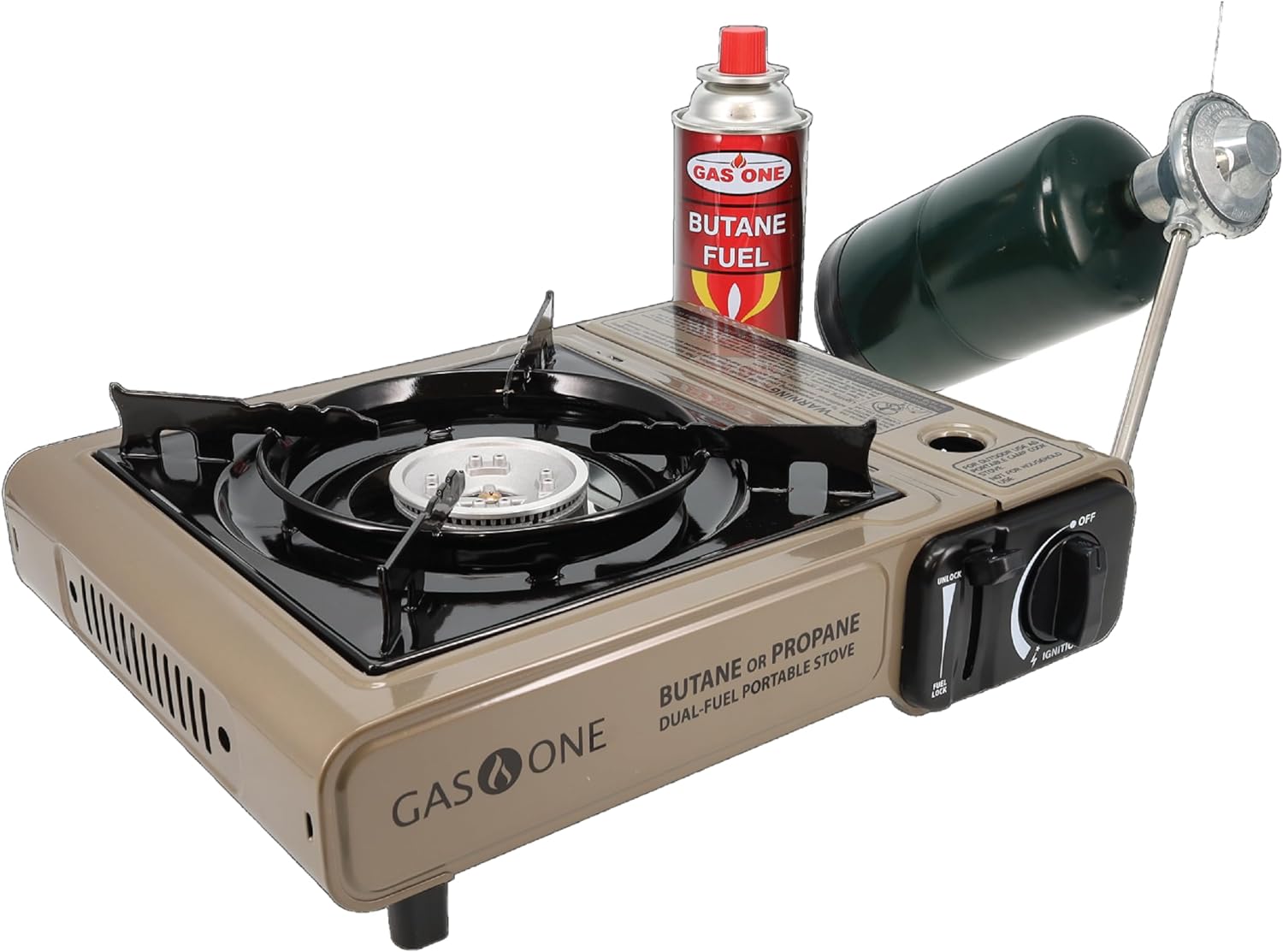 Gas One GS-3400P Propane or Butane Stove Dual Fuel Stove Portable Camping Stove - Patent Pending - with Carrying Case Great for Emergency Preparedness Kit