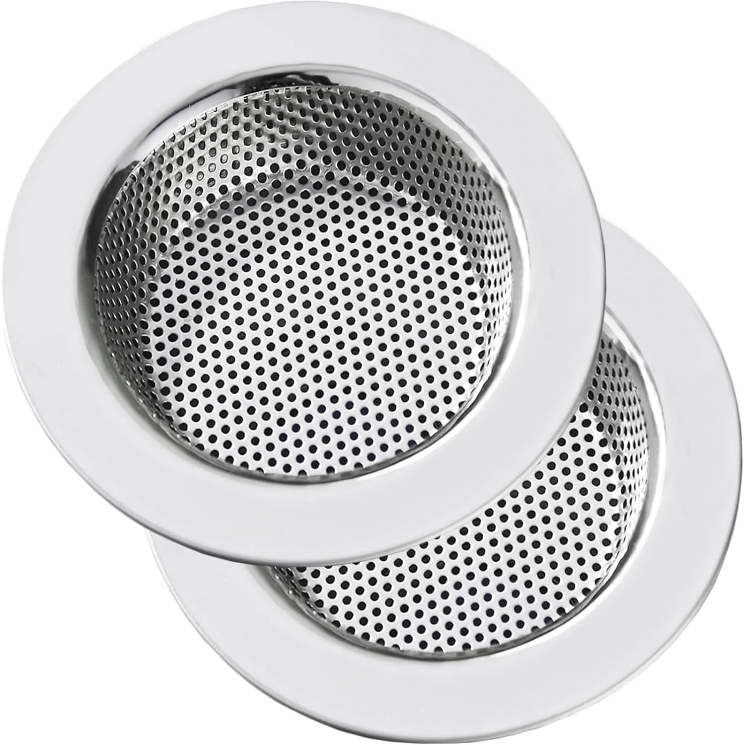 Kitchen Sink Strainer Stainless Steel, LASSHSWA Kitchen Sink Drain Strainer, Sink Strainers for Kitchen Sinks with Large Wide Rim 4.5 Diameter (2 Pack)