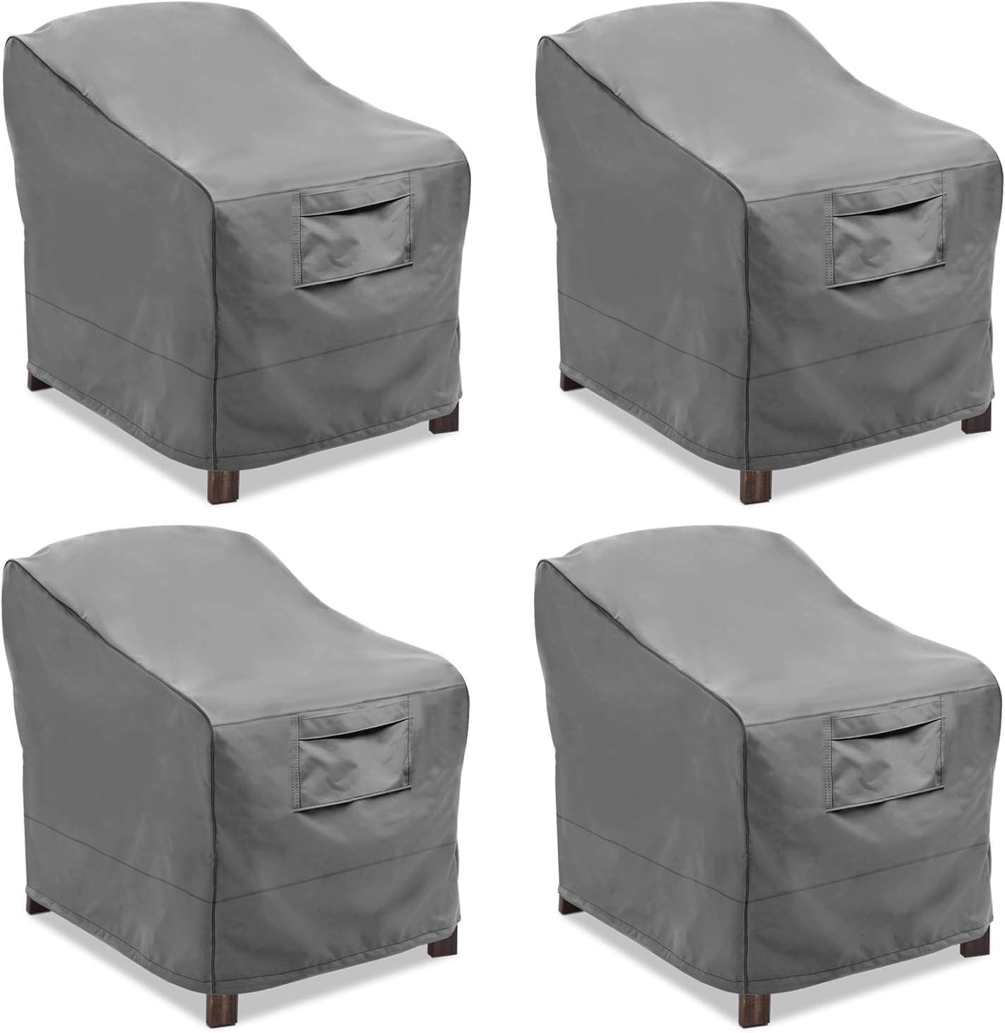 Vailge Patio Chair Covers, Lounge Deep Seat Cover, Heavy Duty and Waterproof Outdoor Lawn Patio Furniture Covers (4 Pack - Medium, Grey)