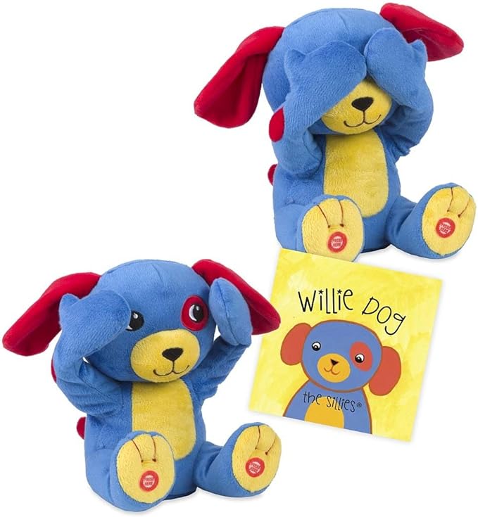 Talking Peek-A-Boo Sillies Interactive Speak & Repeat Stuffed Animal with Storybook - Battery Operated - Approx. 8'' H - ''Willie the Dog''