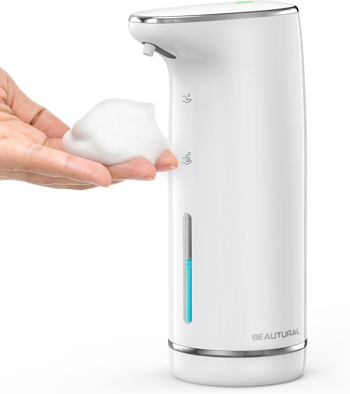 BEAUTURAL Automatic Foaming Soap Dispenser, Touchless Hand Soap Dispenser Rechargeable, Dish Soap Dispenser for Bathroom Countertop, Kitchen and Commercial 10oz/300ml