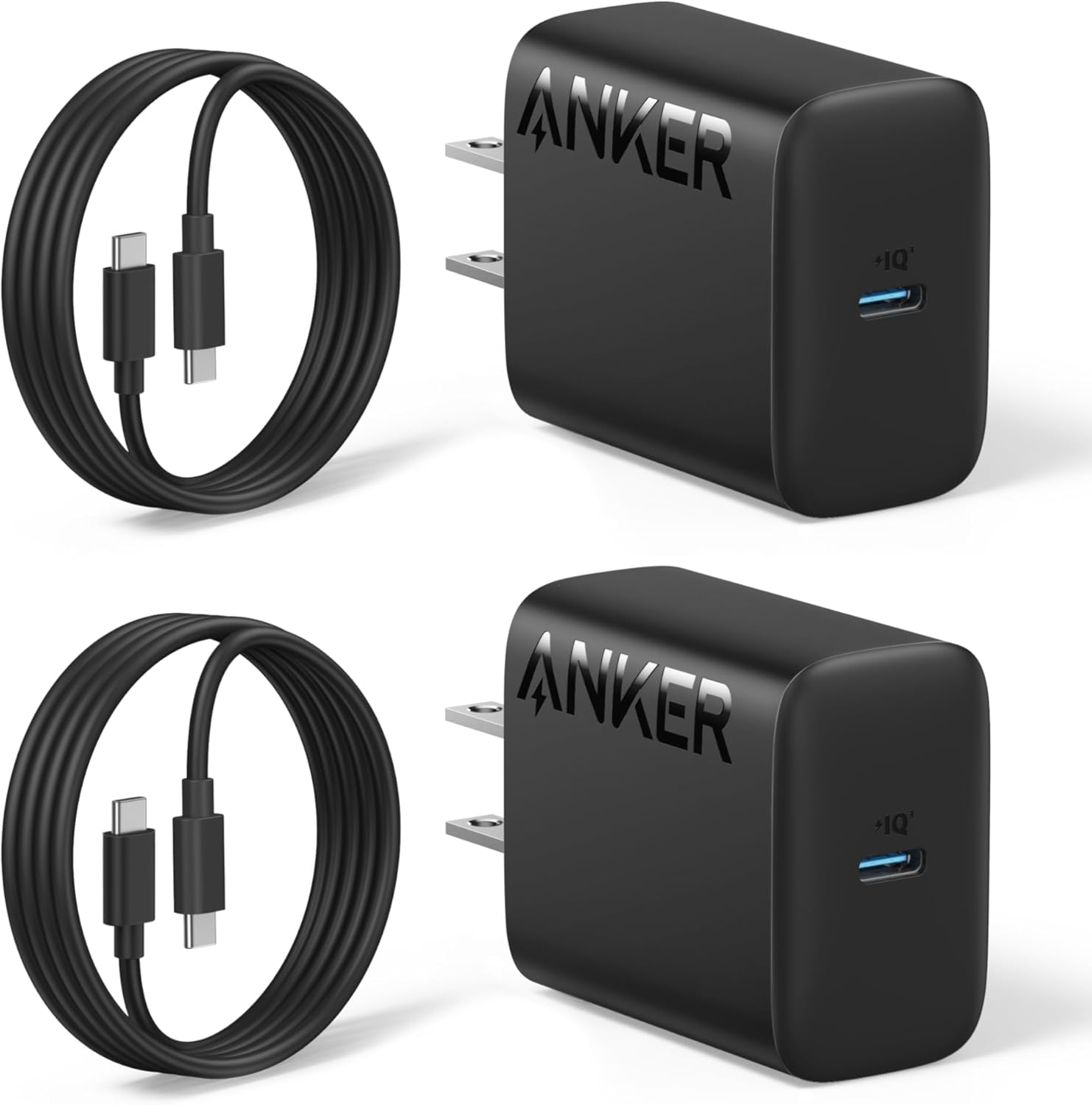 Anker 25W USB-C Super Fast Charger, Anker Charger (Non-Foldable) with USBC Cable, Supports PPS Fast Charging for Samsung Galaxy S23 Ultra/S23+/S23/S22/S21/S20/Note 20, & More 2Pack 5ft Cable Included