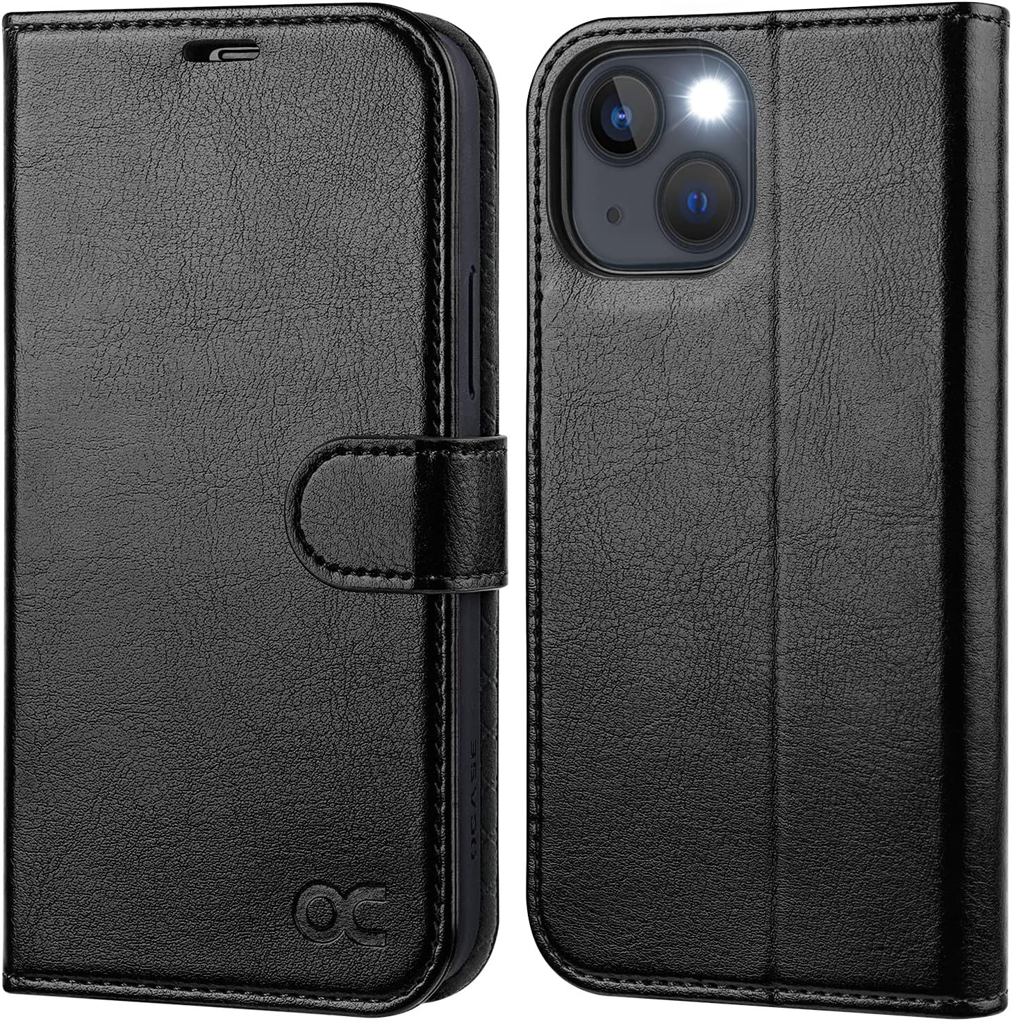 OCASE Compatible with iPhone 13 Wallet Case, PU Leather Flip Folio Case with Card Holders RFID Blocking Kickstand [Shockproof TPU Inner Shell] Phone Cover 6.1 Inch 2021 (Black)