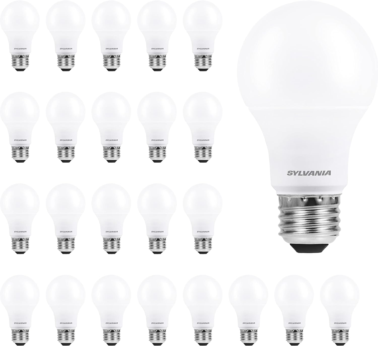 SYLVANIA ECO LED A19 Light Bulb, 60W Equivalent, Efficient 9W, 7 Year, 750 Lumens, Non-Dimmable, Frosted, 5000K Daylight, Pack of 24 (40987)