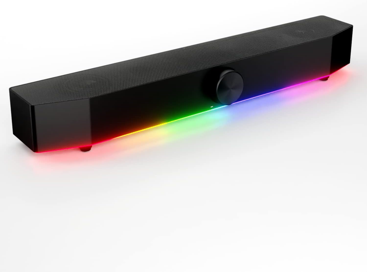 Tilted Nation Computer Soundbar for Desktop - (Wired | Wireless) USB RGB Gaming Soundbar for PC - Computer Sound Bar for PC with HiFi Audio, Bluetooth 5.0, 3.5 AUX - RGB Speakers for Monitor - Black