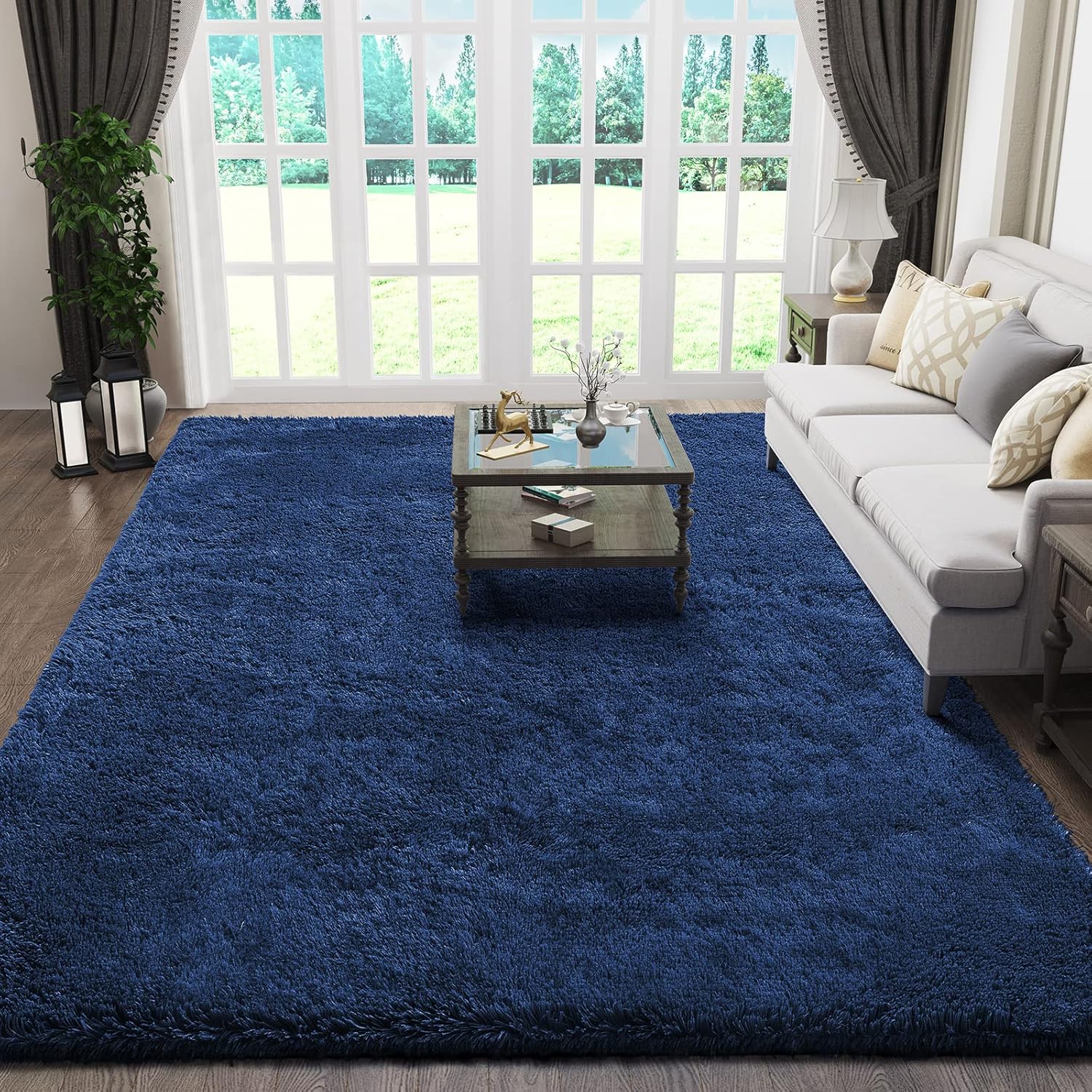 Ophanie 6x9 Blue Rugs for Living Room, Large Fluffy Shag Fuzzy Plush Soft Area Rugs, Floor Shaggy Navy Carpets for Bedroom, Carpet for Kids Boys Girls Dorm Nursery Home Decor Aesthetic