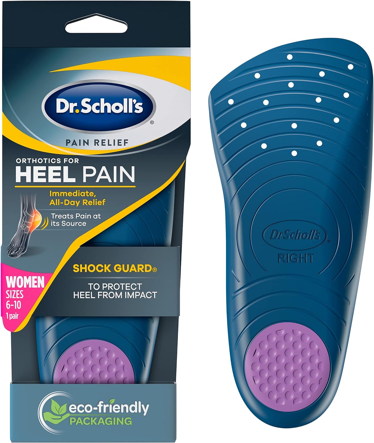 Dr. Scholl's Heel Pain Relief Orthotics // Clinically Proven to Relieve Plantar Fasciitis, Heel Spurs and General Heel Aggravation (for Women's 6-10,)