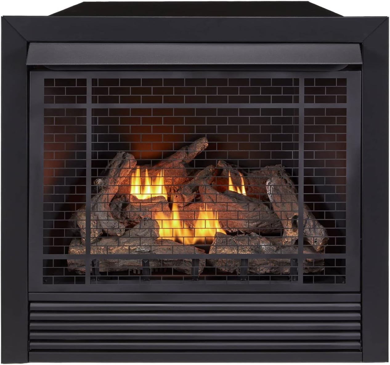 Duluth Forge Dual Fuel Ventless Gas Fireplace Insert, Remote Control, 9 Fire Logs, Use with Natural Gas or Liquid Propane, 32000 BTU, Heats up to 1500 Sq. Ft., Black