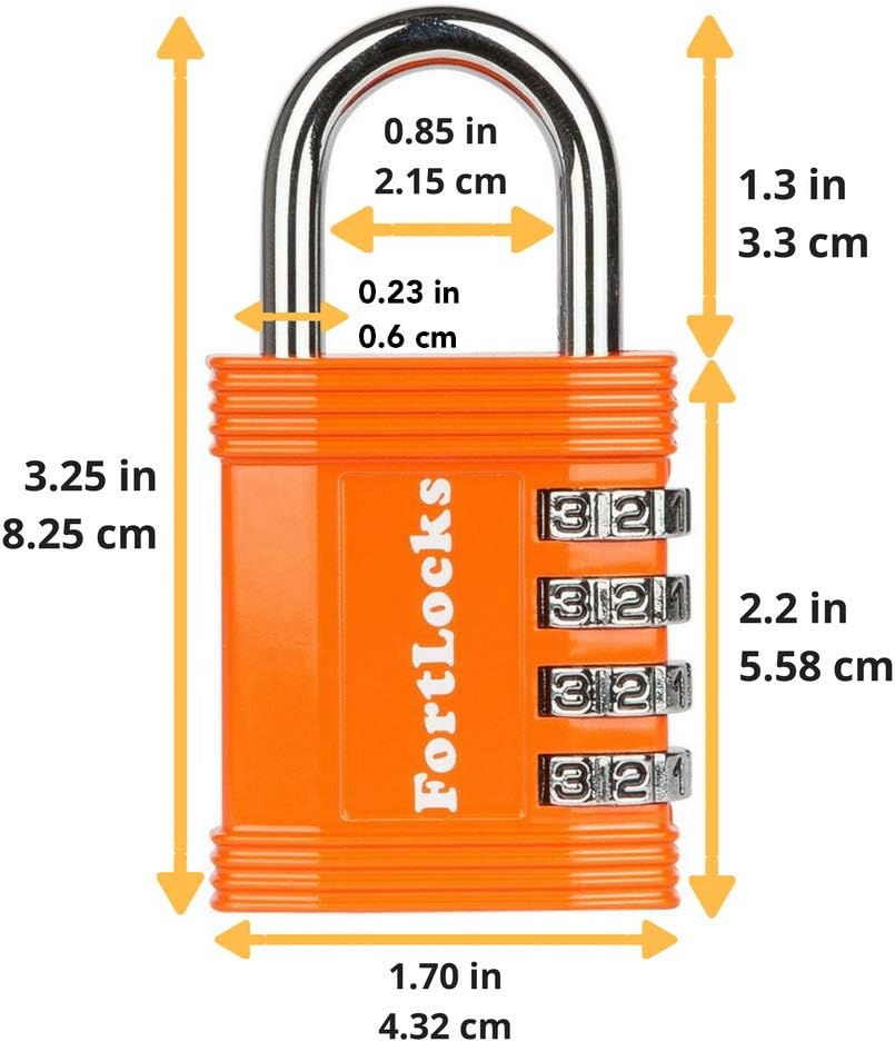 Padlock - 4 Digit Combination Lock for Gym Outdoor & School Locker, Fence, Case & Shed  Heavy Duty Resettable Set Your Own Combo  Waterproof & Weatherproof (4 Pack - Orange)