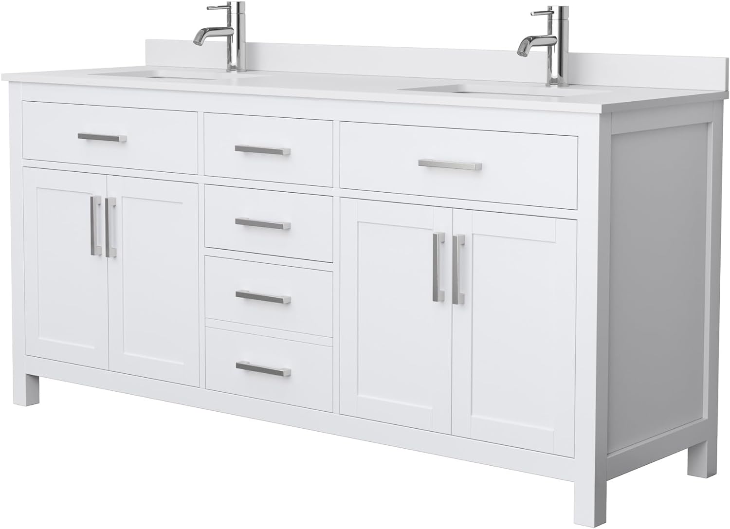 Beckett+72+Inch+Double+Bathroom+Vanity+in+White%2c+White+Cultured+Marble+Countertop%2c+Undermount+Square+Sinks%2c+No+Mirror