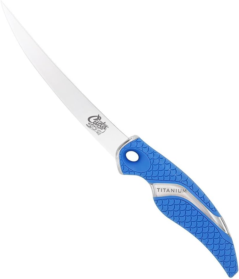 Cuda 6-Inch Titanium Bonded Curved Boning Knife, Blue