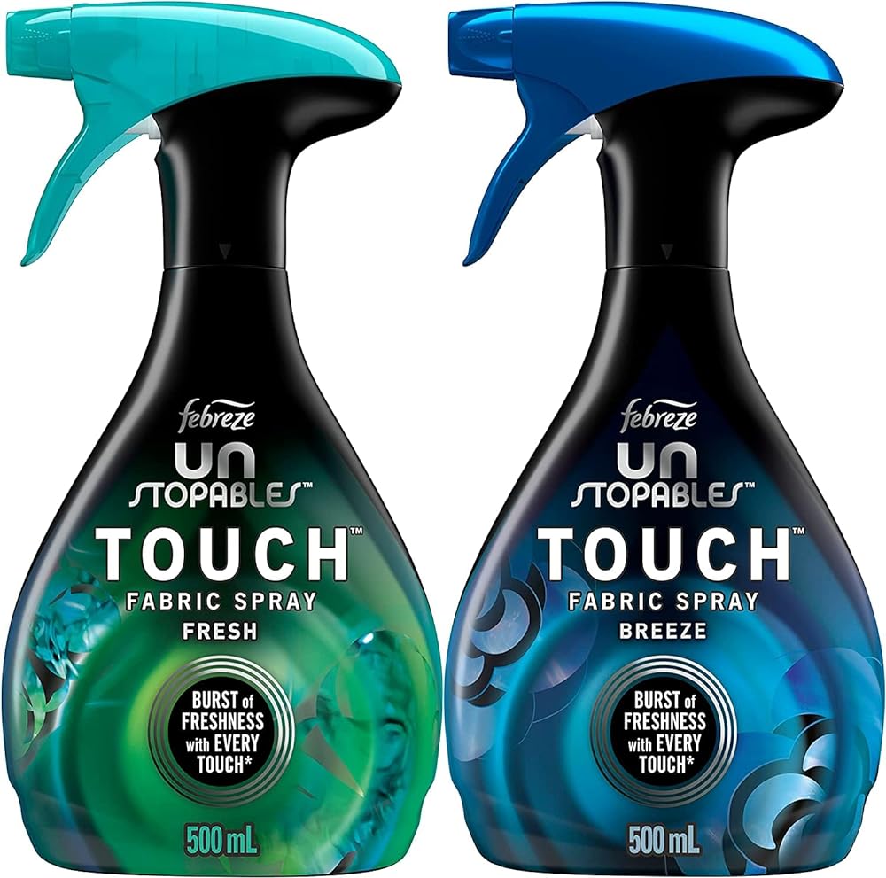 It is my go-to solution for keeping fabrics smelling fresh and clean. This pack of two 16.9 oz bottles offers an unbeatable combination of long-lasting scent and odor-fighting power, making it a must-have for any home. What sets this fabric spray apart is its innovative Unstopables technology, which delivers a burst of fresh fragrance that lasts for weeks. Whether I'm sprucing up my upholstery, curtains, or bedding, this fabric spray infuses fabrics with a delightful Fresh & Breeze scent that invigorates the senses and eliminates lingering odors. I appreciate the versatility of the Febreze Unstopables Touch Fabric Spray, which can be used on a variety of fabrics and surfaces throughout the home. The convenient spray nozzle allows for easy application, providing targeted coverage and ensuring that fabrics are thoroughly refreshed with each use. The pack of two bottles ensures that I always have a backup on hand for regular use and touch-ups between washes. Plus, the sleek and modern design of the bottles adds a stylish touch to my cleaning arsenal, making them a welcome addition to any household.