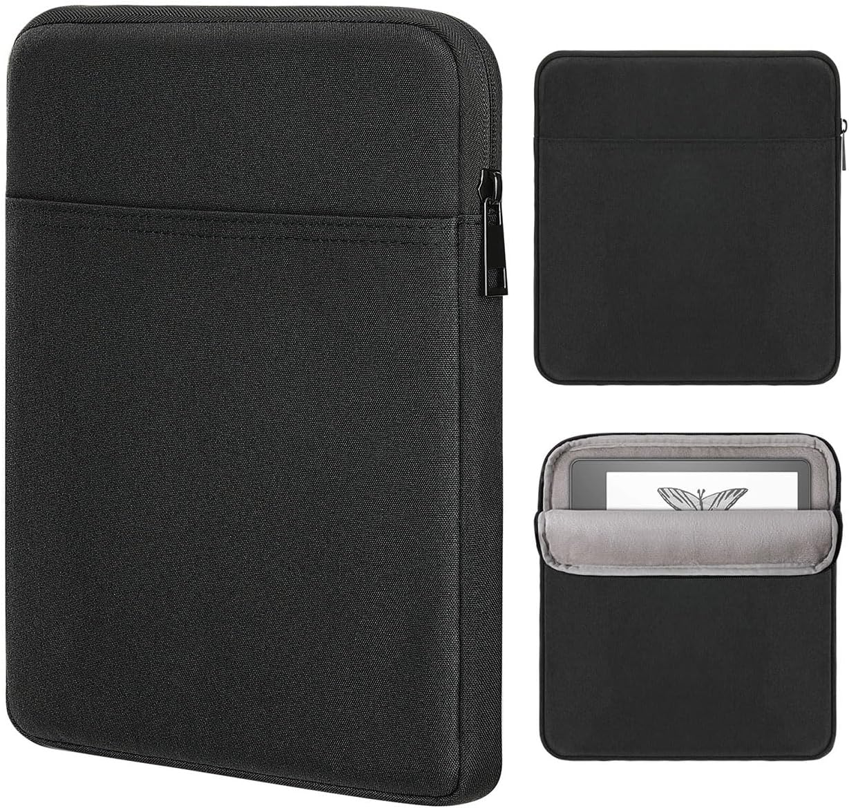 MoKo Tablet Sleeve Compatible with Kindle Scribe 10.2 inch 2022 Release, Protective Bag Carring Case Portable Sleeve with Dual Pockets and Pen Holder, Scratch-resistant Soft Fluffy Lining, Black