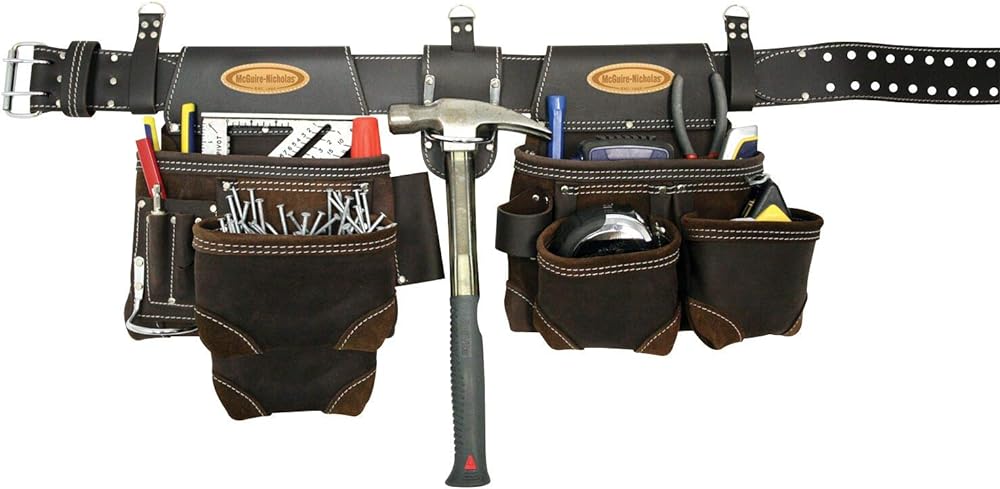 Love this belt. Has multiple pockets for the tools I use. Break in period was about 1 month or so.  Durability so far has been great. It's been almost a year since I purchased it and its holding up nicely.Only drawback is I usually where my hammer in the side but over all all the features are good.