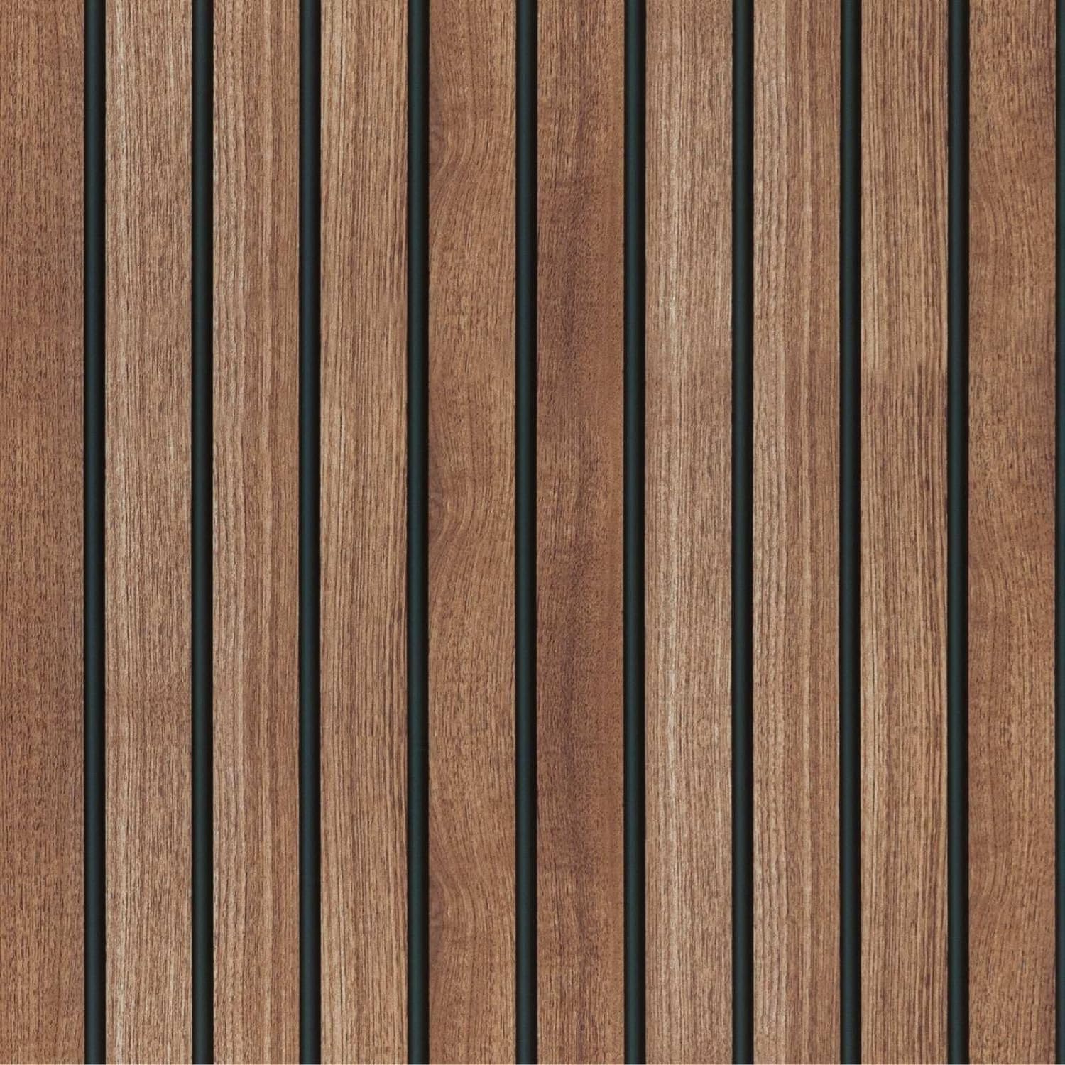 Abyssaly Wood Slat Wallpaper Peel and Stick, Brown Shiplap Wood Grain Contact Paper, Removable Self Adhesive Faux Wood Panel Wall Covering for Cabinets and Drawers 17.71 in X 236.2 in