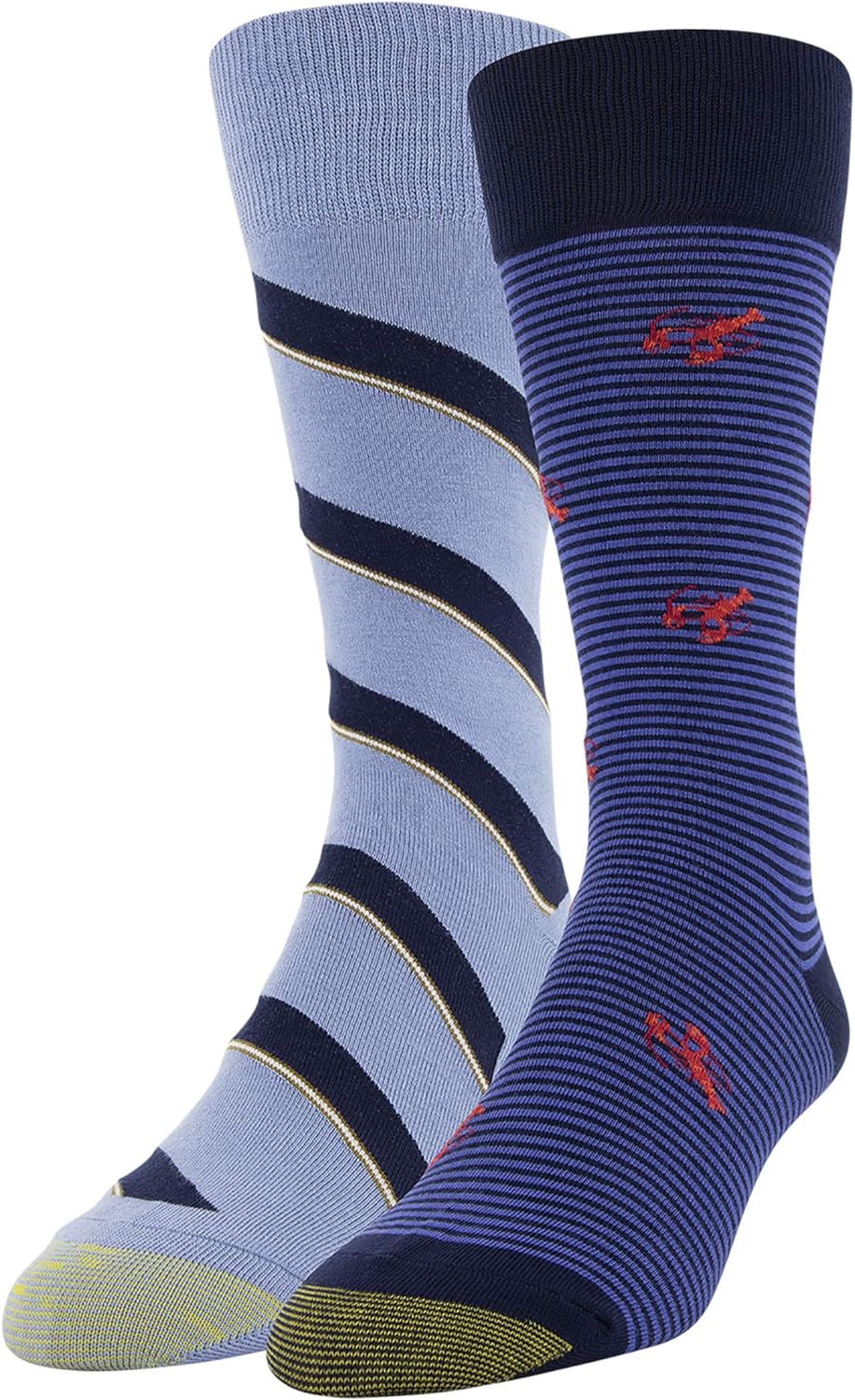 Husband prefers a soft but thinner weight dress socks for work compared to some of the heavier blend patterned options out there. Goldtoe socks are his favorites - reliably good, coordinate nicely with variety of trousers, wash and wear well. Fit as expected, great purchase.