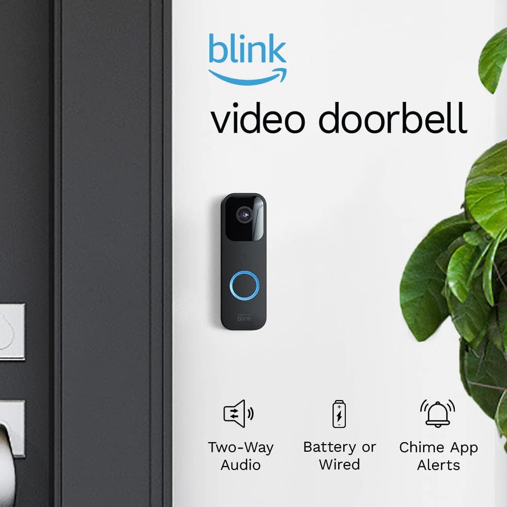 Blink Video Doorbell | Two-way audio, HD video, motion and chime app alerts and Alexa enabled  wired or wire-free (Black)