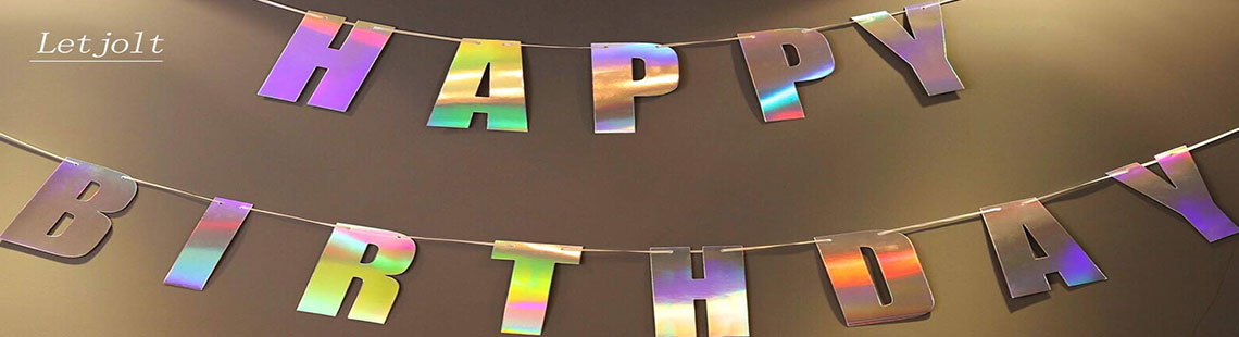 Holographic Happy Birthday Glossy Colorful Rainbow Banner Signs for Funny Birthday Supplies Metallic Decoration Nursery Hanging 13pcs