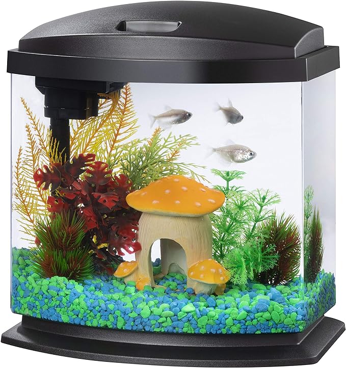 Aqueon LED MiniBow Small Aquarium Fish Tank Kit with SmartClean Technology, Black, 2.5 Gallon