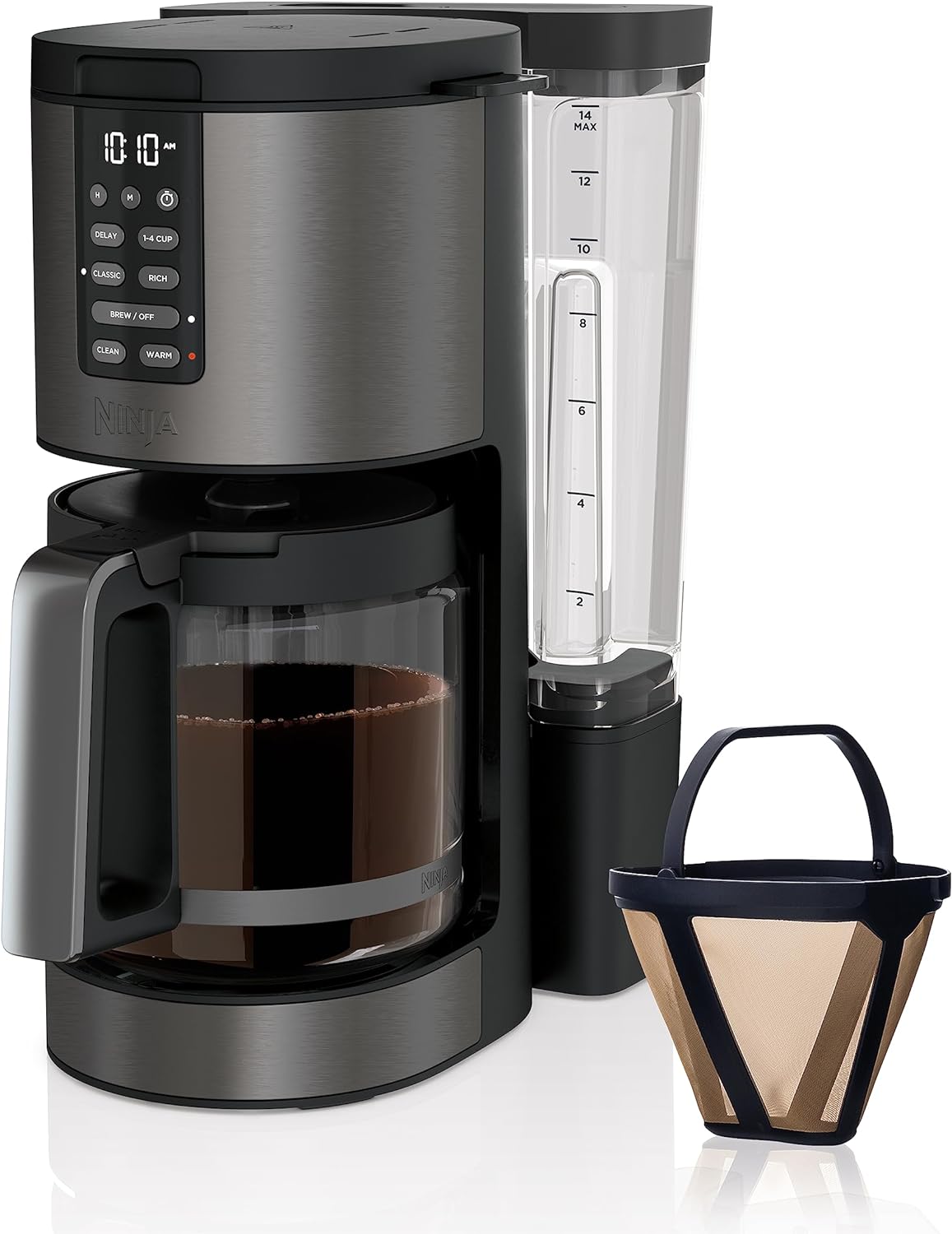 Ninja+DCM201BK+Programmable+XL+14-Cup+Coffee+Maker+PRO%2c+14-Cup+Glass+Carafe%2c+Freshness+Timer%2c+with+Permanent+Filter%2c+Black+Stainless+Steel