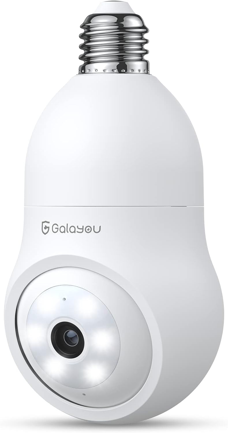 GALAYOU 360 Light Bulb Security Camera - Socket Wireless for Home Recording Indoor&Outdoor, WiFi Lightbulb Video Surveillance with 2K Resolution, Motion Tracking,Works Alexa