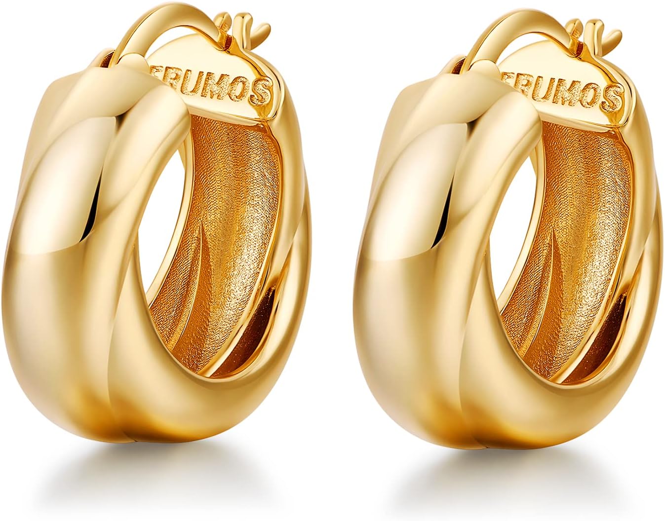 18K Gold Plated Chunky Hoop Earrings for Women Fashion Thick Gold Hoops Set Jewelry for Birthday Christmas Gifts
