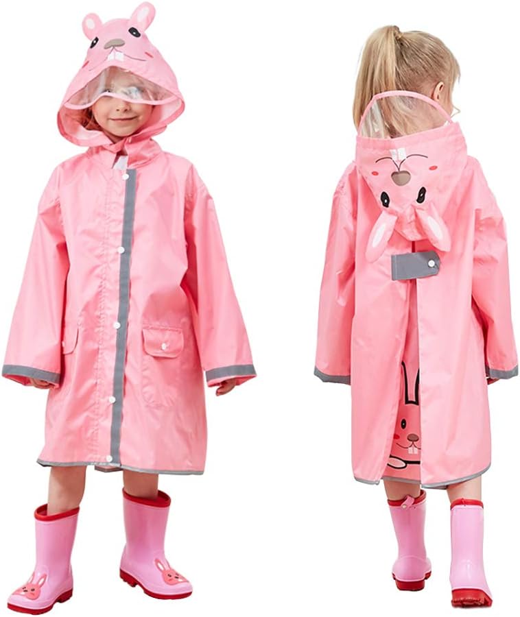 SSAWcasa Rain Poncho Kids,Toddler Poncho with Hood,Waterpoof Rain Jacket Coat,3D Cartoon Children Rainwear for Girl Boy