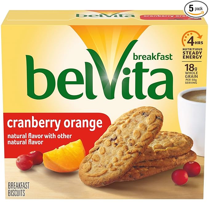 belVita Cranberry Orange Breakfast Biscuits, 5 Packs (4 Biscuits Per Pack),1.76 Ounce (Pack of 5)