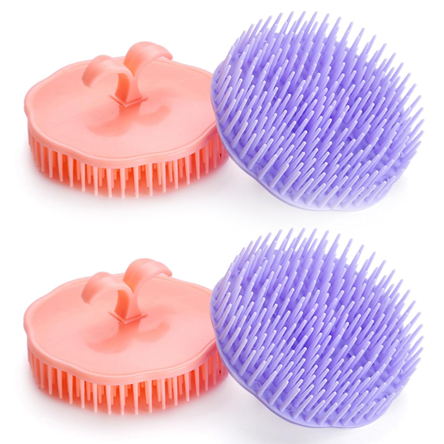 Hair Scalp Brush Dandruff Cleaning Brush Shower Scalp Shampoo Brush Scalp Massager Pack of 4 (Orange and Violet)