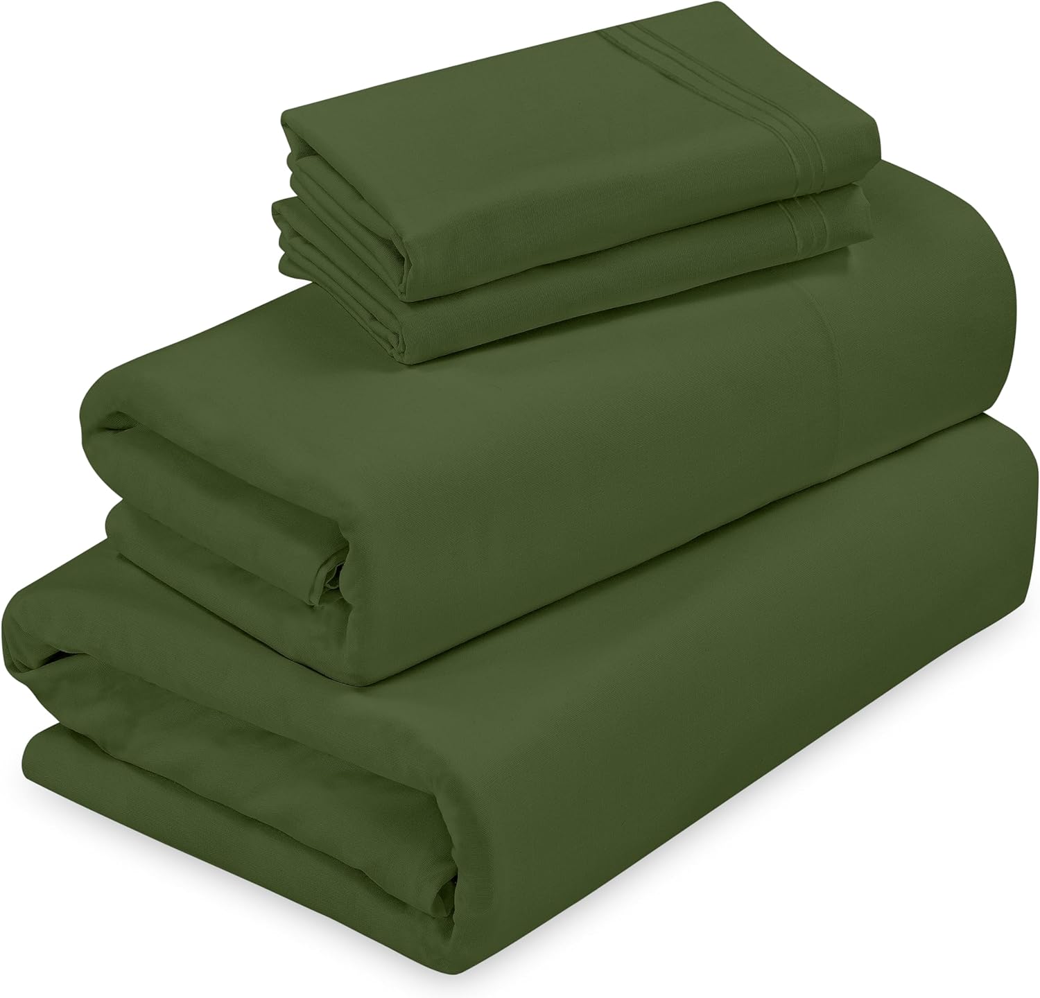ROYALE LINENS - 4 Piece Queen Bed Sheet - Soft Brushed Microfiber 1800 Bedding Set - 1 Fitted Sheet, 1 Flat Sheet, 2 Pillow Case - Wrinkle & Fade Resistant - Queen Size Sheet Set (Queen, Hunter Green)