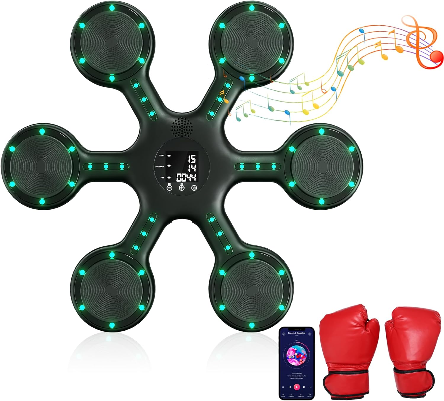 Music Boxing Machine with Boxing Gloves, Smart Bluetooth Musical Boxing Machine Wall Mounted Workout Equipment for Adults Kids, One Punch Boxing Equipment for Training at Home, Indoor and Gym