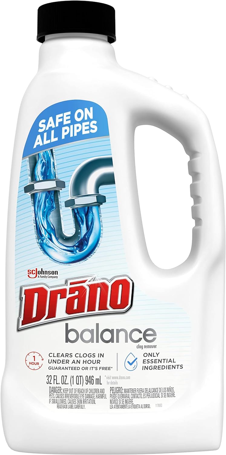 Drano Balance Unscented Liquid Clears Clogs In Under An Hour All Pipes Normal