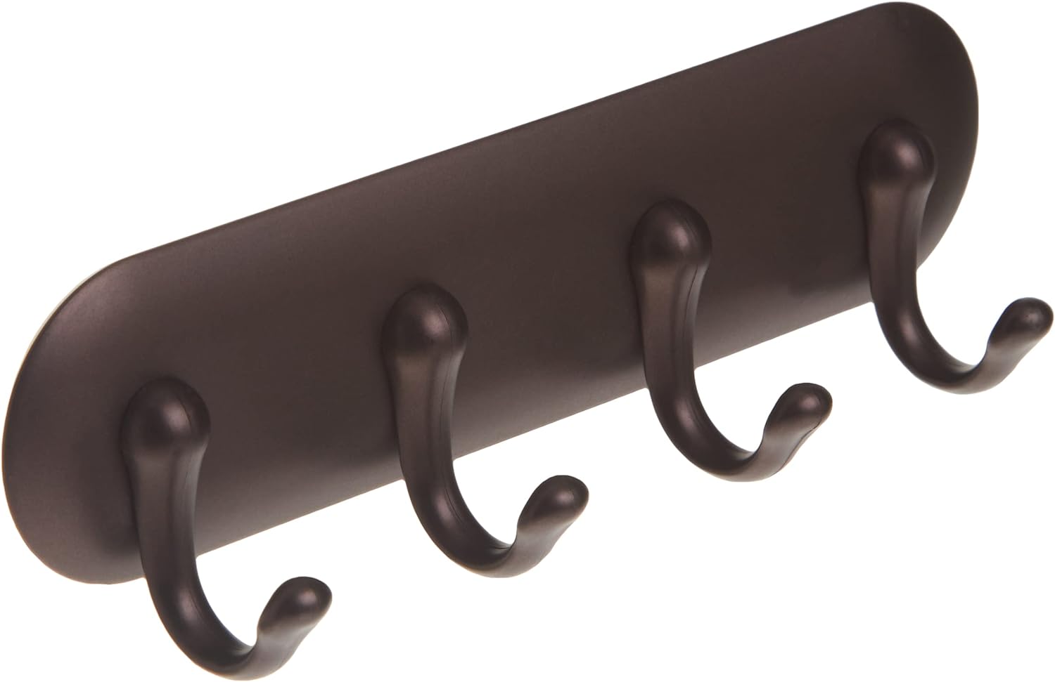 iDesign York Self Adhesive Plastic Key Rack, 4-Hook Organizer for Kitchen, Mudroom, Hallway, Entryway, 1.5 x 7 x 5.5 - Bronze