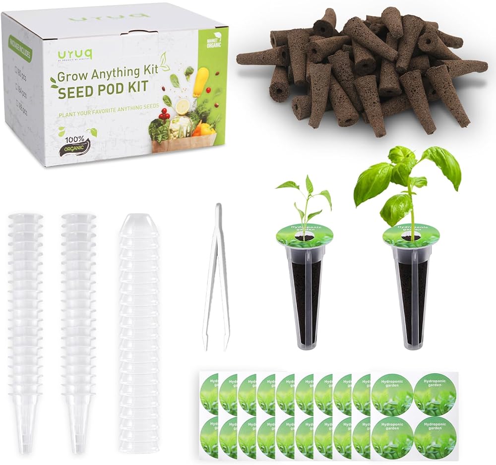 160Pcs Hydroponic Pods Supplies: Grow Anything Kit with 40 Grow Sponges, 40 Grow Baskets, 40 Grow Domes, 40 Pod Labels - Compatible with Hydroponics Growing System Indoor Garden from Most Brands