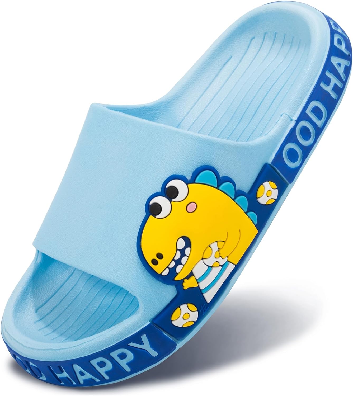 UPSOLO Slides For Kids, Boys Girls Sandals Toddler Slippers, Non-slip Shower Beach Cute Dinosaur Shoes