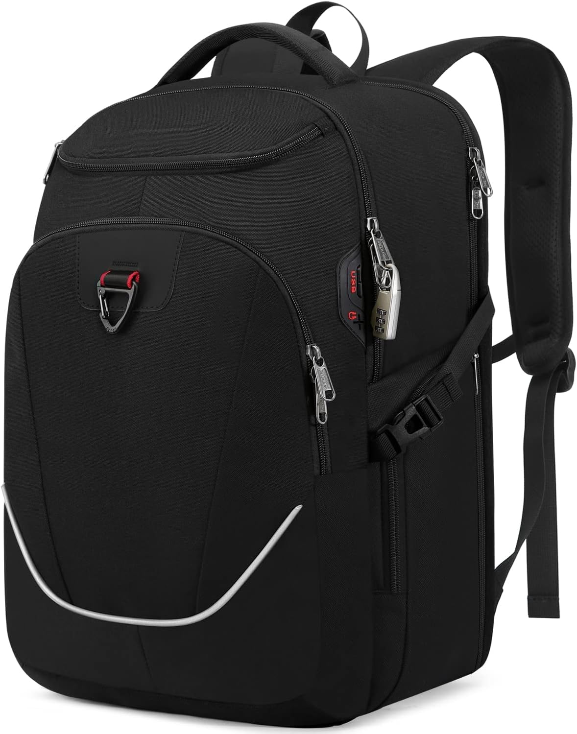 Della Gao Travel Laptop Backpack, Anti Theft Large Backpack for Men with USB Slit, Travel Backpack for Women TSA Approved 17 Inch Computer Backpack for Business Office Work, Black