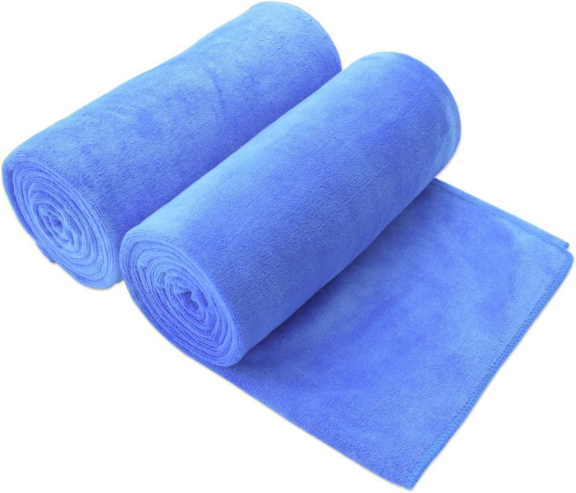 JML Bath Towel, Microfiber 2 Pack Towel Sets (30 x 60) - Extra Absorbent, Quick Drying, Multipurpose Use as Bath Fitness Towel, Sports Towels, Yoga Towel, Blue