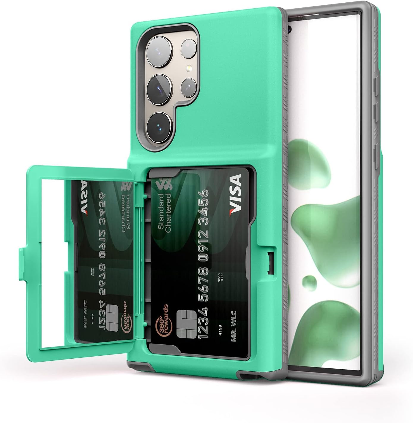 WeLoveCase for Samsung Galaxy S23 Ultra Wallet Case with Credit Card Holder & Hidden Mirror, All-Round Protection Shockproof Phone Cover Designed for Samsung Galaxy S23 Ultra 5G, 6.8 Inch, Green