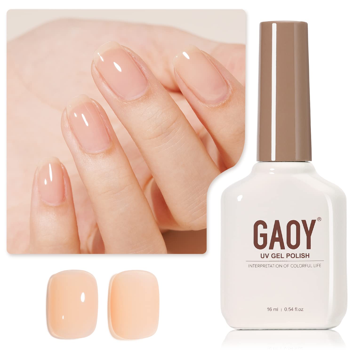 GAOY Jelly Nude Gel Nail Polish, 16ml Sheer Nautral Gel Polish, UV Light Cure for Nail Art DIY, Color 1078