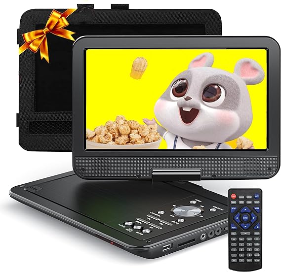 YOTON 12.5 Portable DVD Player for Car, portable DVD player for kids with 10.5 HD Swivel Screen, 1.8m Car Charger, Rechargeable battery, Support 4-6 Hours play time, USB/SD Card[Not Support Blu-Ray]