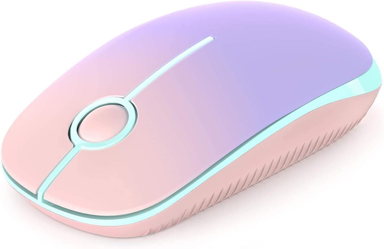 VssoPlor Wireless Mouse, 2.4G Slim Portable Computer Mice with Nano Receiver for Notebook, PC, Laptop, Computer (Pink to Purple)