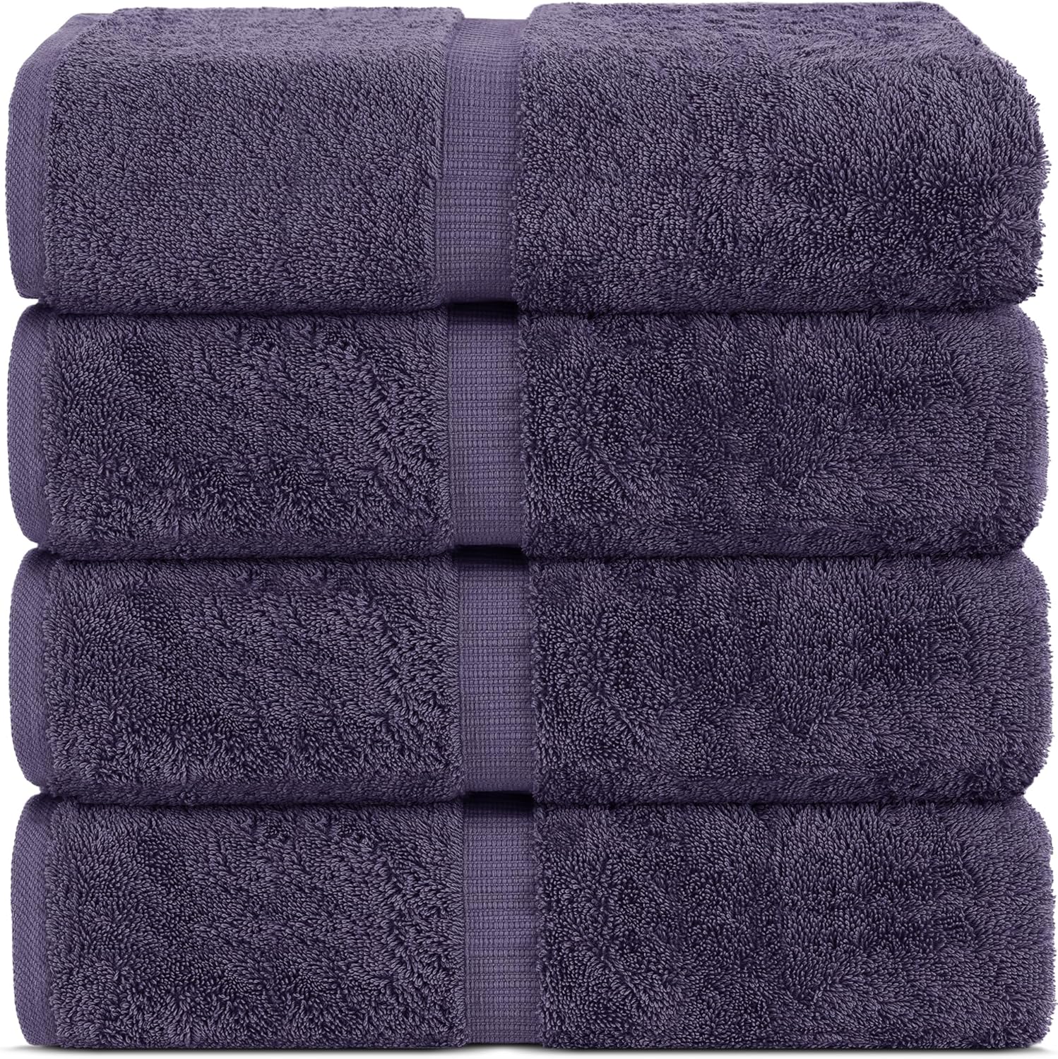 Chakir Turkish Linens 100% Cotton Premium Turkish Towels for Bathroom | 30'' x 60'' Large Bath Towels (4 Piece, Plum)