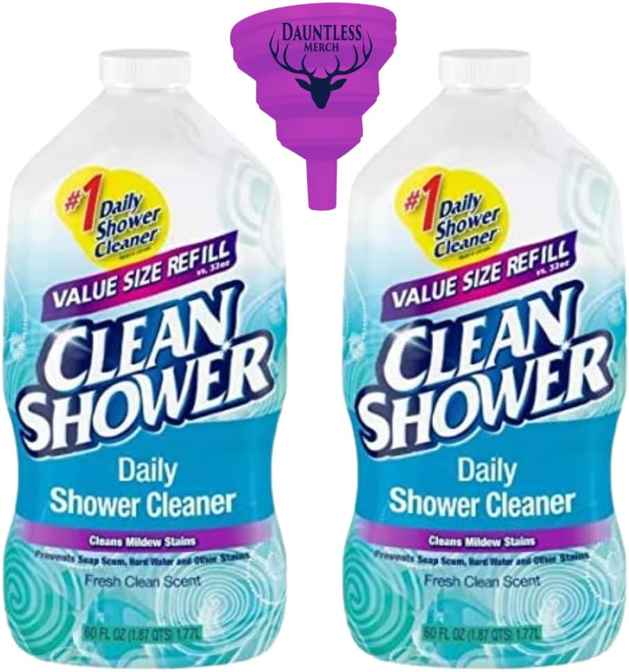 Daily Shower Cleaner Refill 60 fl oz, 2 Pack Funnel (color may vary) bundle