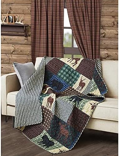 Virah Bella Quilted Throw Blanket 50" x 60" Wilderness Patch Lightweight Throw Quilt Great for Loungers & Extra Bedding - Beautiful Lodge-Themed Blanket