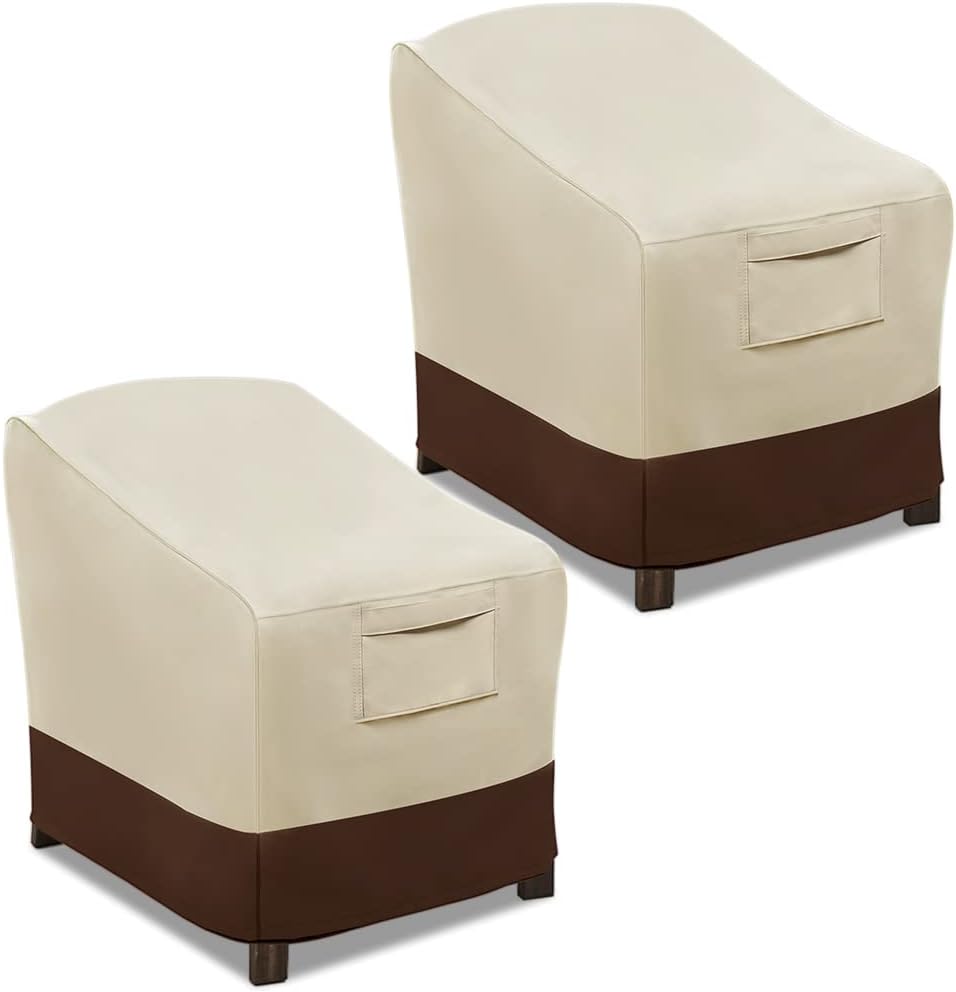 Vailge Patio Chair Covers, Lounge Deep Seat Cover, Heavy Duty and Waterproof Outdoor Lawn Patio Furniture Covers (2 Pack - Medium, Beige & Brown)