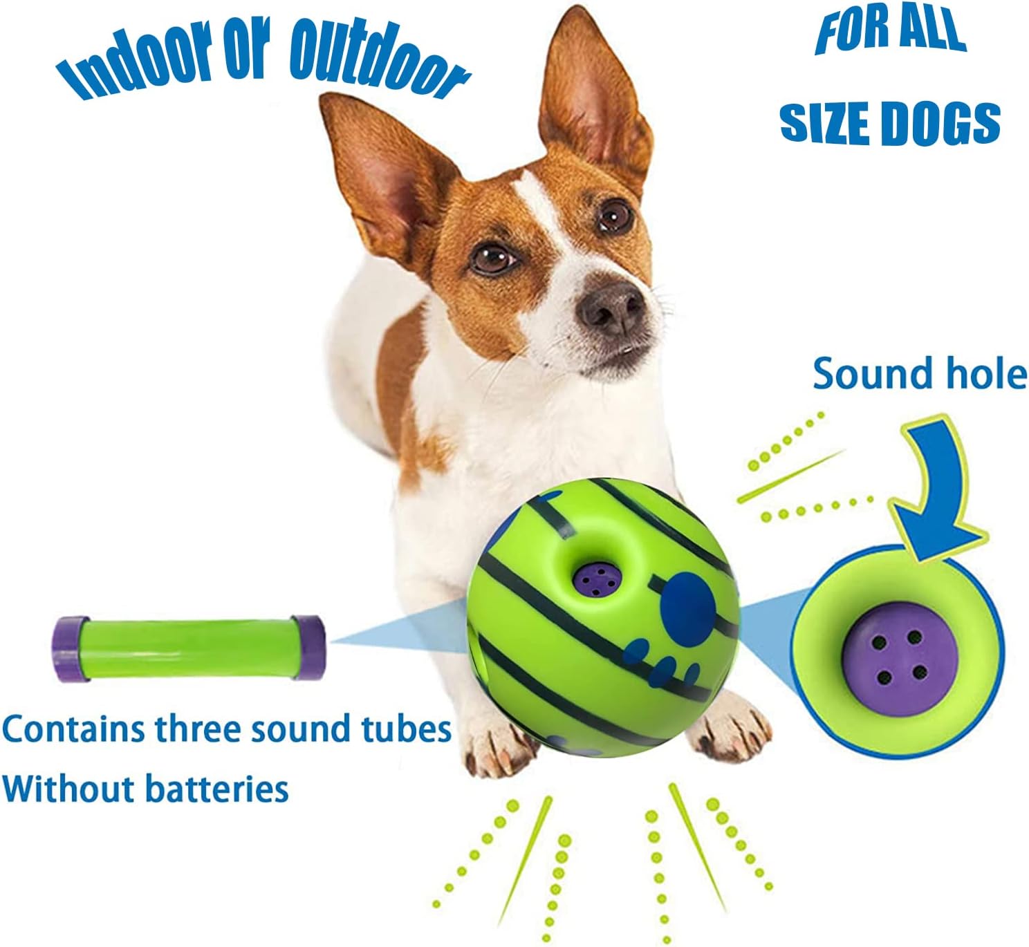 5.5" Wobble Giggle Dog Ball,Dog Birthday Gift with Bell Sound,Jolly Ball for pet Dog,Durable Puppy Toy for Tug of War,Water Ball Indoor Outdoor,Training Dog Ball with Bell Inside