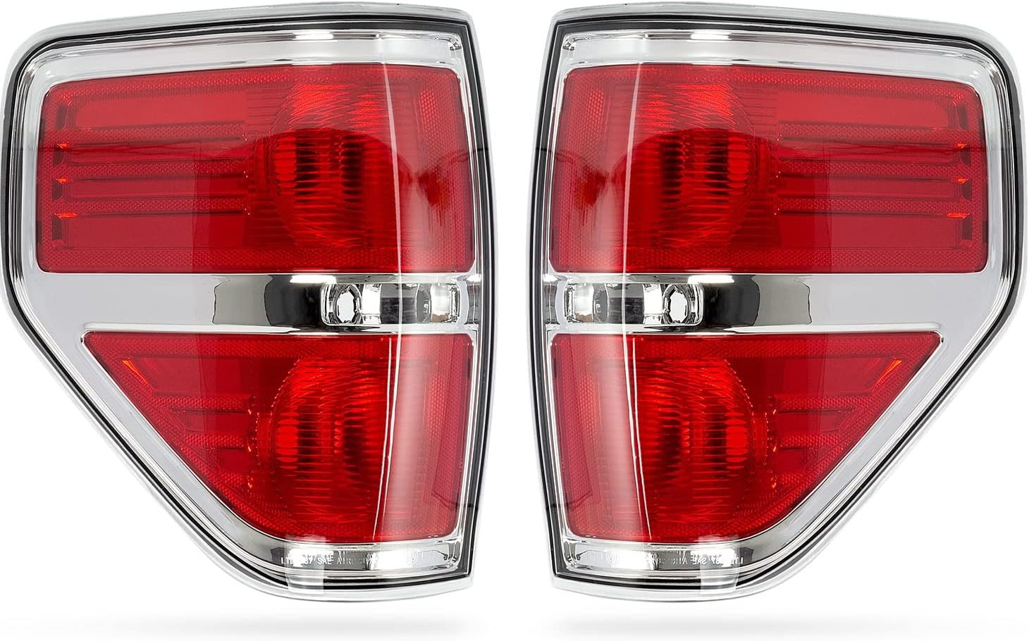 RANSOTO F150 Tail Light Compatible With 2009 2010 2011 2012 2013 2014 Ford F-150 Driver and Passenger Taillight Rear Brake Lamp Housing Replaces BL3Z13405B Chrome Trim